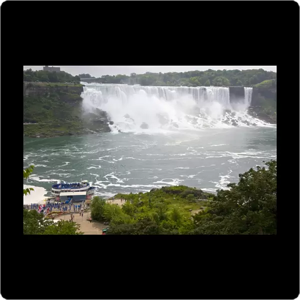 Canada, Ontario, Niagara Falls. Overview of Maid of the Mist sightseeing boat loading
