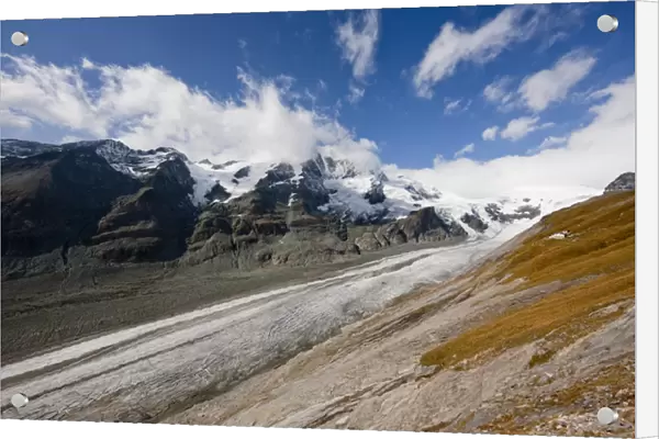 glacier Pasterze with Mount Grossglockner (3798m). Pasterze glacier is retreating rapidly