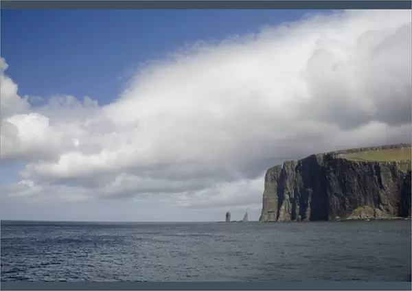 Denmark, Faroe Islands, North Atlantic. Island of Streymoy, rugged cliffs of Vestmanna