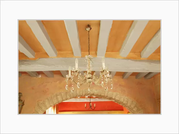 Old world ceiling beams in French villa, Provence region of France