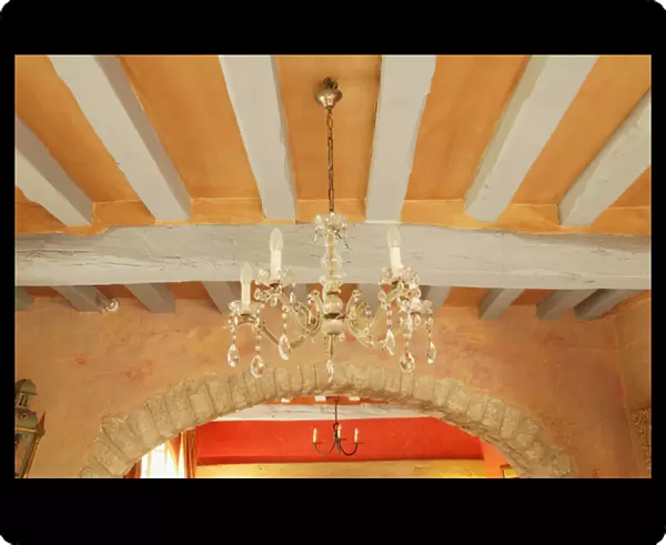 Old world ceiling beams in French villa, Provence region of France