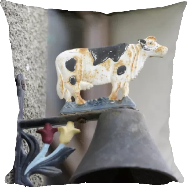 Europe, France, Loire. Doorbell with cow design, Ecluse 28 Argenvieres, Rue Saint-Martin