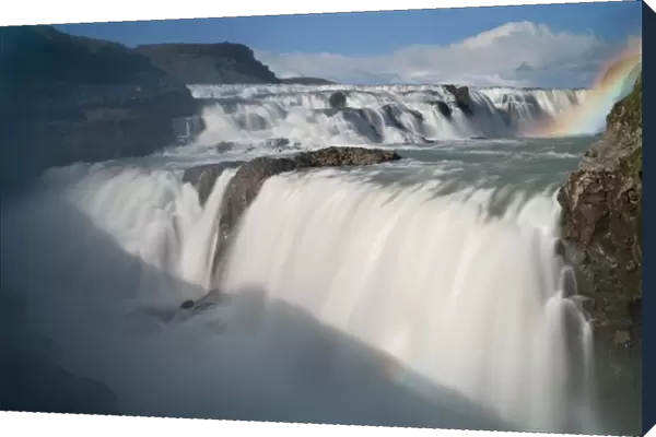 Europe, Iceland. The Hvita River roars over Gullfoss waterfall