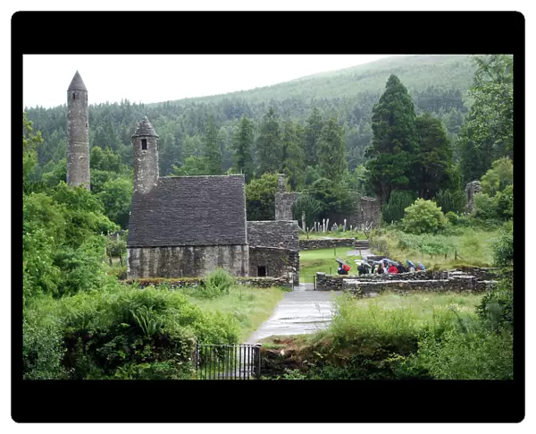 Ancient monastic ruins of St. Kevin in the Wicklow Mountains, Glendalough, County Wicklow