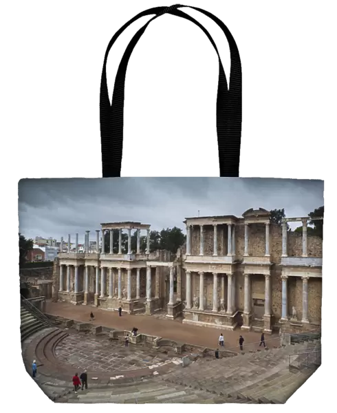 Spain, Extremadura Region, Badajoz Province, Merida, ruins of the Teatro Romano, Roman Theater