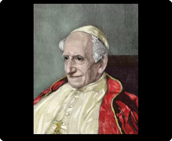 Leo XIII (1810-1903). Italian Pope (1878-1903), named Vincenzo Gioacchino Pecci. Engraving