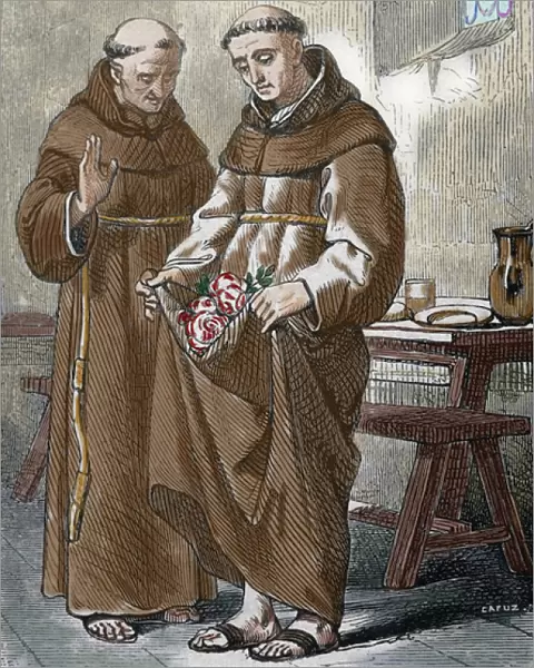 Saint Peter de Regalado (13901456). Friar Minor and reformer. Colored engraving