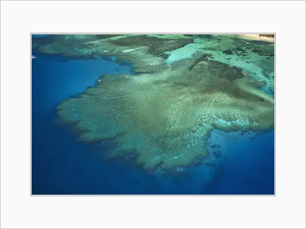 Coral reef beside Tokoriki Island, Mamanuca Islands, Fiji, South Pacific - aerial