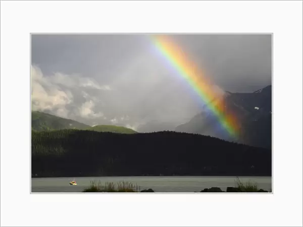 Rainbow over Seward and Resurrection Bay; Seward; Alaska; USA
