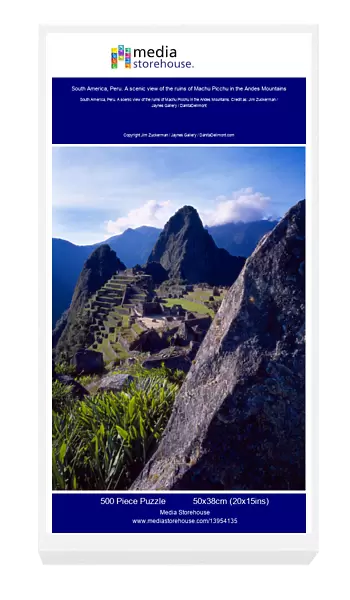 South America, Peru. A scenic view of the ruins of Machu Picchu in the Andes Mountains