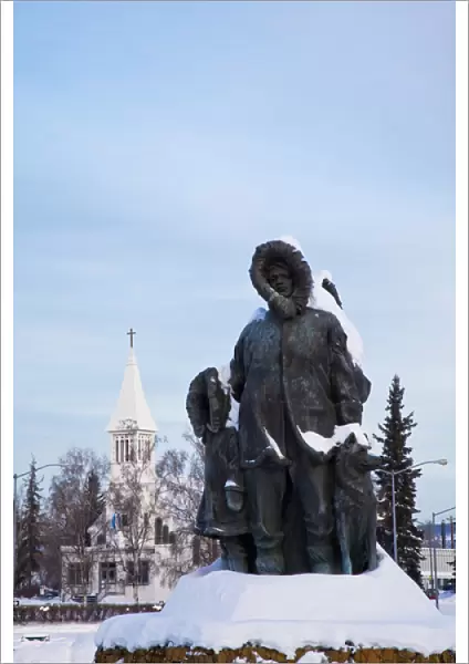 North America, USA, Alaska, Winter Scenes from Fairbanks Musher and Husky Memorial