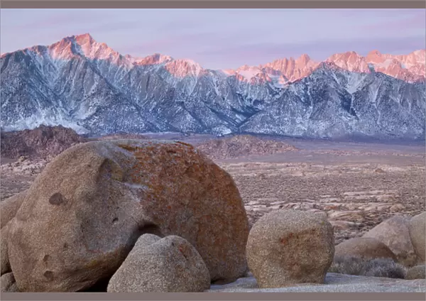 USA, California, Lone Pine. View of Lone Pine Peak and Mount Whitney as seen from the Alabama Hills