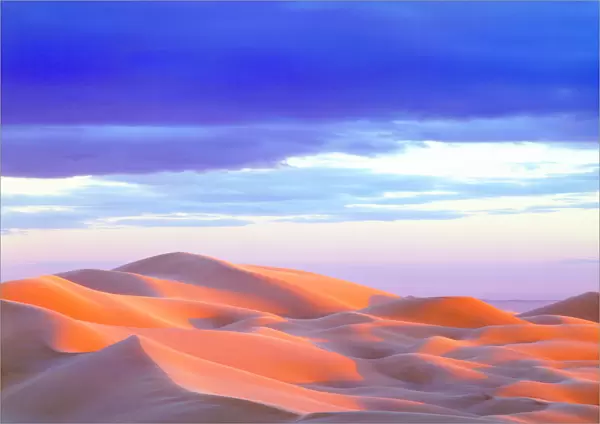 USA, California, Glamis Sand Dunes at Sunset, CA