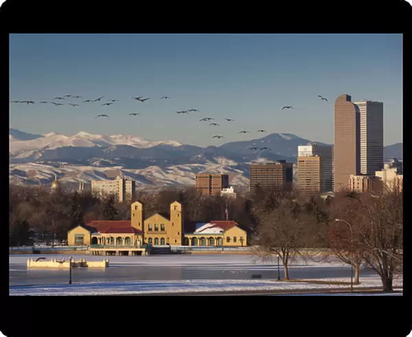 USA, Colorado, Denver, city view from City Park, dawn