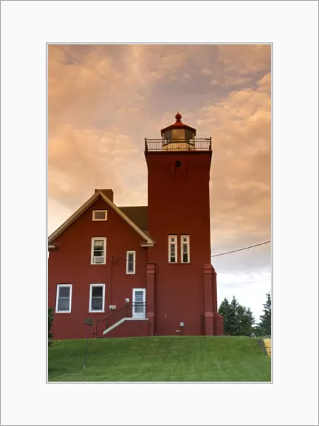 The Two Harbors Lighthouse overlooking Agate Bay on Lake Superior located in Two Harbors