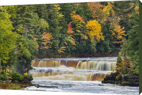 Cascade and fall colors on lower section of Tahquamenon Falls, Tahquamenon Falls State Park