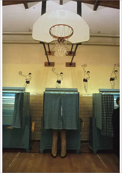 A voting booth in New Hampshire in February 1988