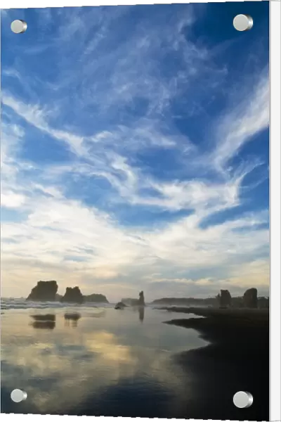 USA, Oregon, Bandon Beach. Sea stacks at twilight