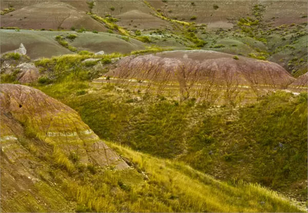 colorful hills; early autumn; Badlands Loop Road; Badlands National Park; South Dakota
