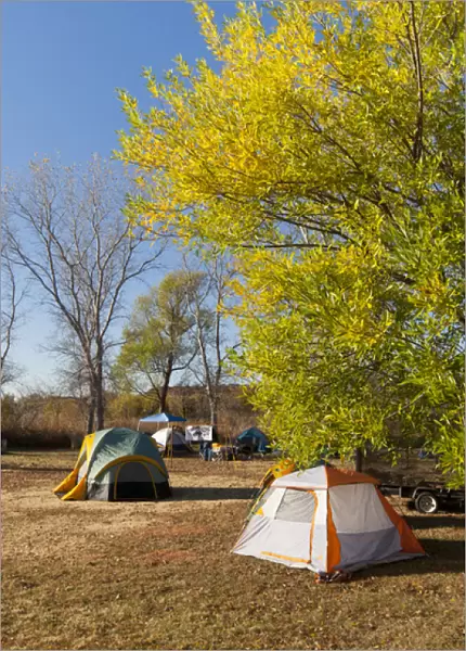 Autumn camping at Copper Breaks State Park, Texas