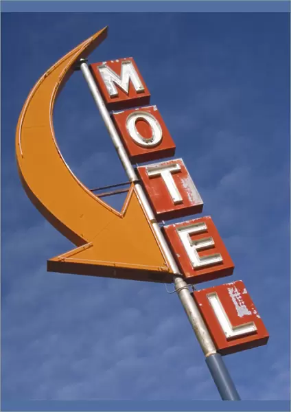 USA, Washington, Cle Elum. Detail of plain motel sign
