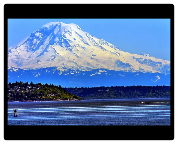 Mount Rainier Puget Sound North Seattle Snow Mountain Channel Marker Washington State
