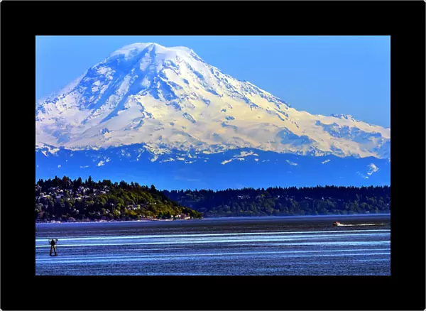 Mount Rainier Puget Sound North Seattle Snow Mountain Channel Marker Washington State