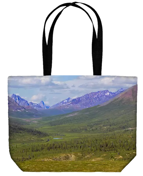 Canada, Yukon Territory. Panorama of Tombstone Range and North Klondike River. Credit as