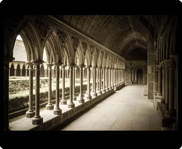 The abbey cloister, Mont Saint-Michel, Normandy, France