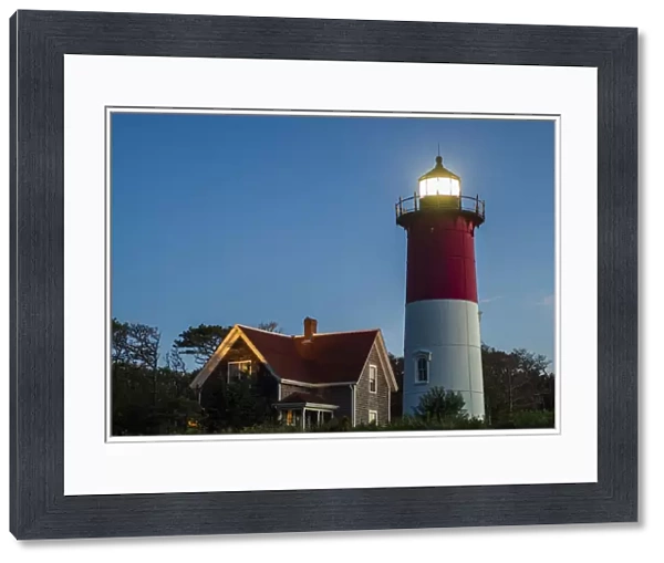 USA, Massachusetts, Cape Cod, Eastham, Nauset Lighthouse at dawn