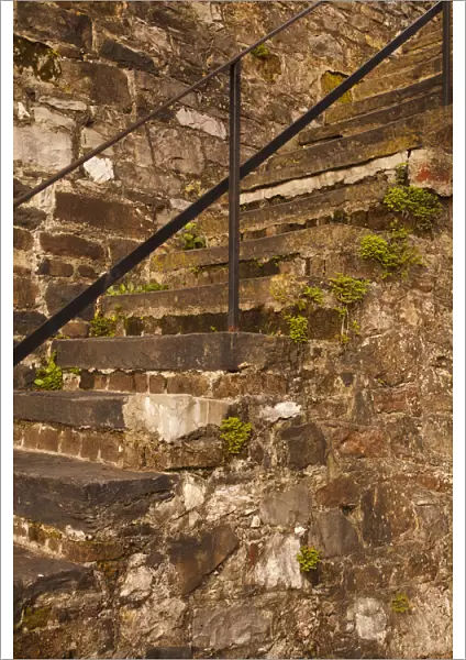 USA, Savannah, Georgia. Steps made from ballast stones along River Street