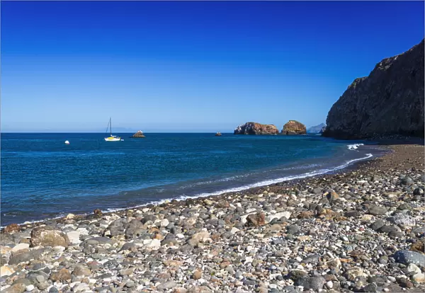 Rocky beach at Scorpion Cove, Santa Cruz Island, Channel Islands National Park, California