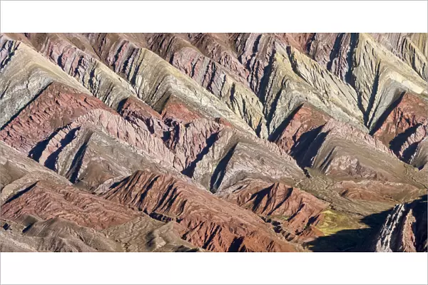 Iconic rock formation Serrania de Hornocal in the Quebrada de Humahuaca canyon, a