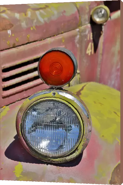 Headlight on old truck detail in Sprague, Washington State