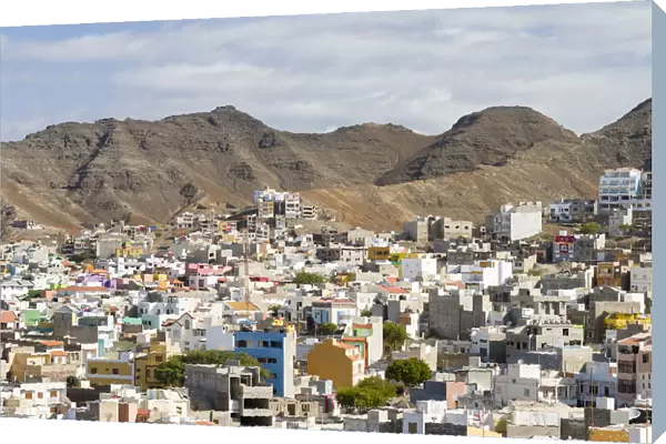 City view. City Mindelo, a seaport on the island Sao Vicente, Cape Verde. Africa