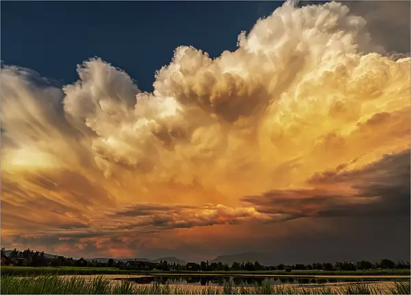 Dramatic storms clouds at sunset in Whitefish, Montana, USA