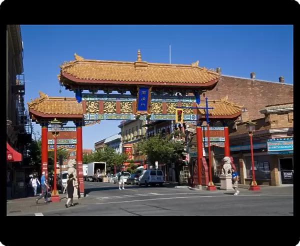 North America, Canada, British Columbia, Victoria. The gates of Chinatown in Victoria, BC