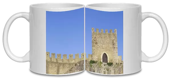 Portugal, Obidos. Castle towers and crenellated walls, 12th Century