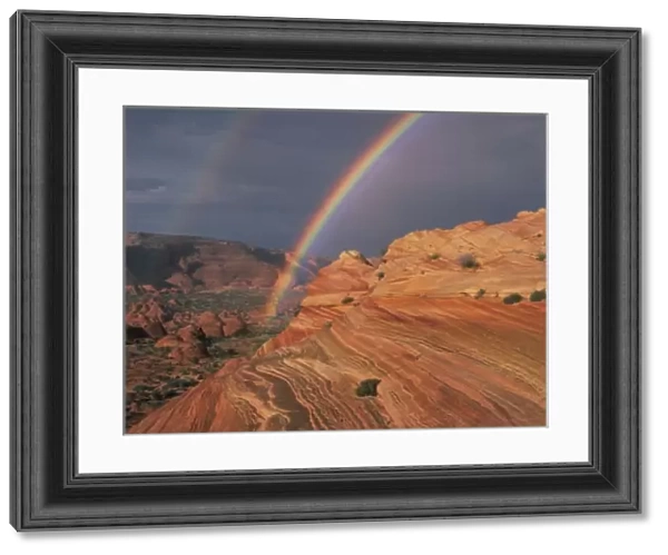 Rainbow over Coyote Buttes, sandstone formations, northern Arizona