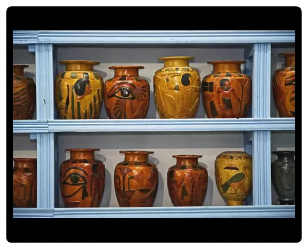 Egyptian vases for sale in souvenir store, Luxor, Egypt