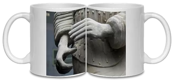 China, Shaanxi, Xian. Hands of a Terra Cotta Warrior, close up