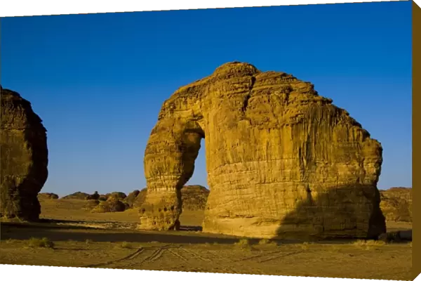 Saudi Arabia, Al Ula, elephant rock in the desert near the oasis