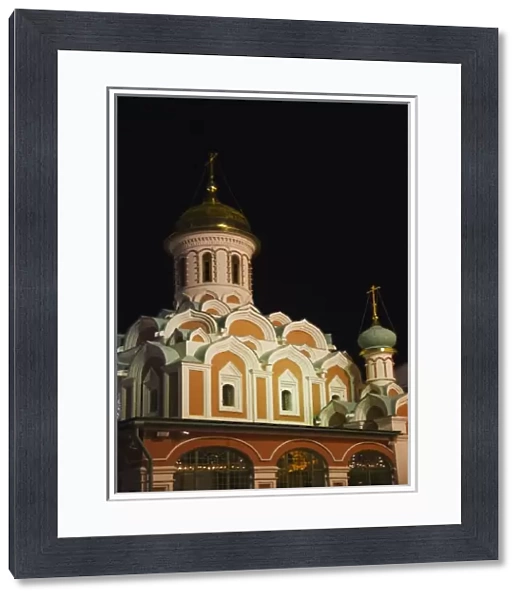 Night view of Kazan Cathedral in Red Square, Moscow, Russia