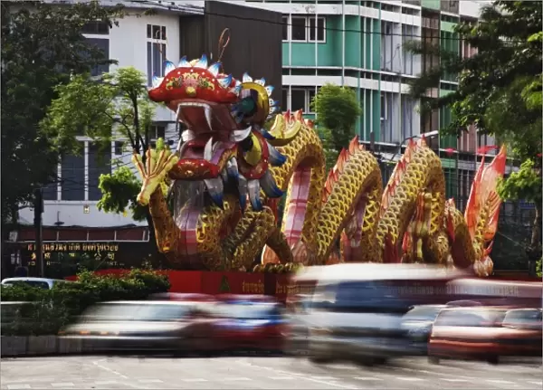 Large decorative dragon, Odeon Circle, Chinatown, Bangkok, Thailand