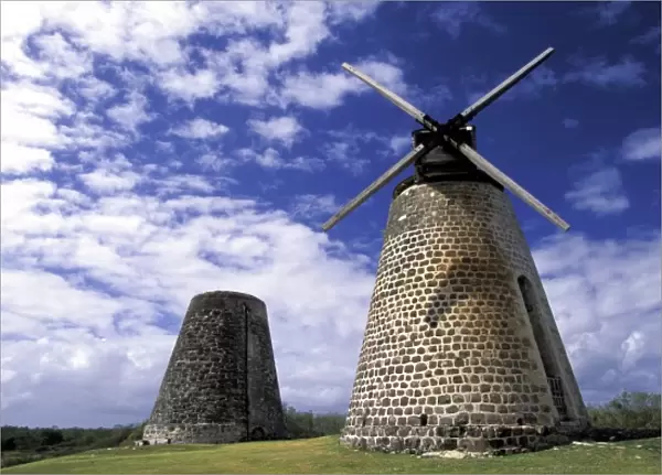 Caribbean, Antigua. Bettys Hope, islands first suger plant, windmill exterior
