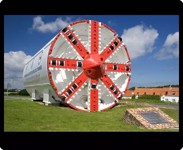 A large boring machine used to cut the tunnel for the Chunnel is now a monument to