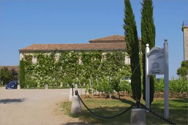 The winery and entrance to Chateau Troplong Mondot Saint Emilion Bordeaux Gironde