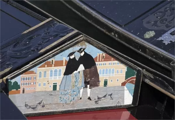 Italy, Venice. Detail of art inside gondola