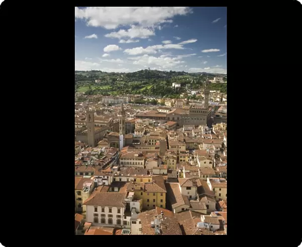 Italy, Florence. Looking southward over the city rooftops from Brunelleschis Dome