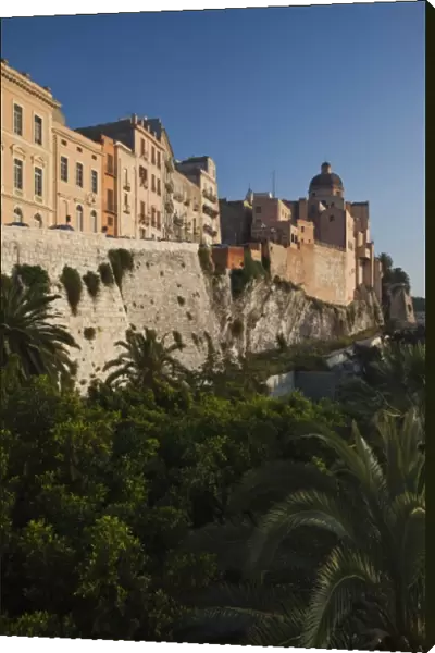 Italy, Sardinia, Cagliari. Il Castello city walls and Cathedral of Saint Mary